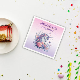 Magisk Enhörning Glitter Rosa Lila Flickfödelsedag Pappersservett