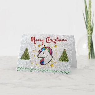 Magisk Enhörning God Jul Glitter Fantasi Helgkort