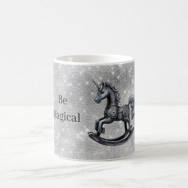 Magisk Enhörning Häst Silver Glitter Kaffemugg (Center)