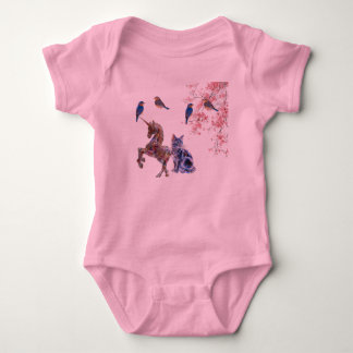 Magisk Enhörning Katt & Blommande Fåglar – Baby Fl T Shirt