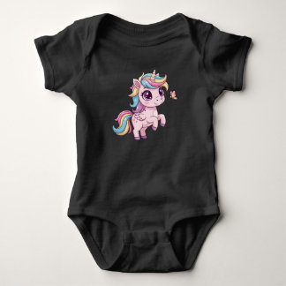 Magisk Enhörning med Regnbogshår Baby Bodysuit T Shirt