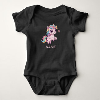 Magisk Enhörning med Regnbogshår Baby Bodysuit T Shirt
