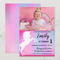 Magisk Enhörning Rosa Anpassad Foto 1-årsdag