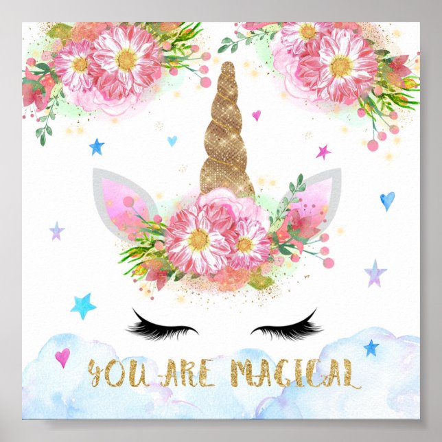 Magisk Enhörning Väggkonst Dekoration för Flickor (Framsidan)