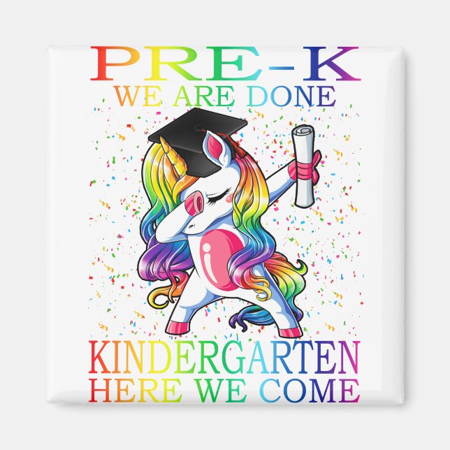 Magisk enhörningpresent för flickors förskoleexame magnet (Framsidan)