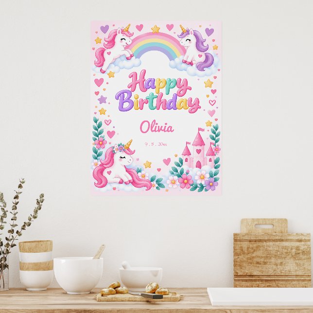 Magisk Enhörnings Födelsedag Poster (Kök)