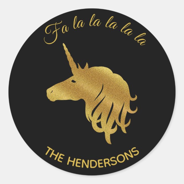 Magisk Enhörnings Julstickeri Runt Klistermärke (Framsida)