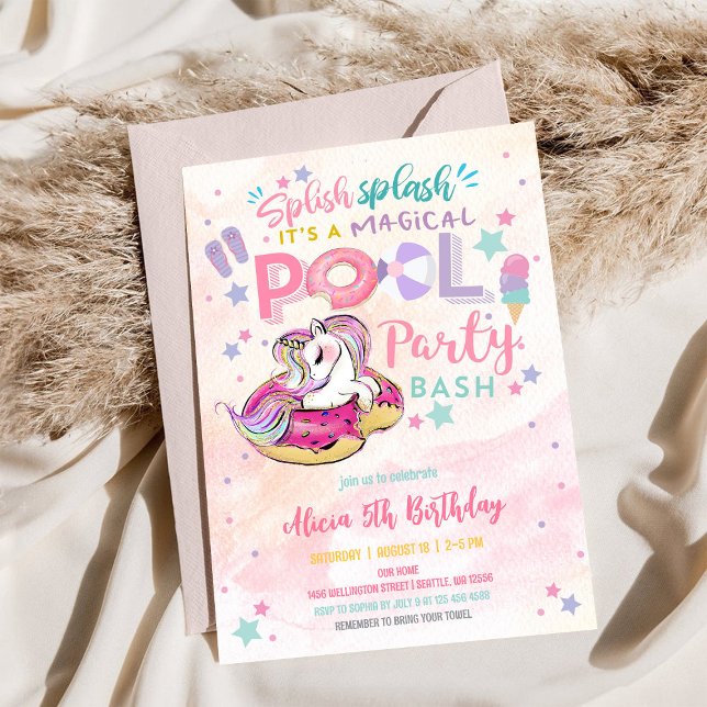 Magisk Enhörnings Poolparty Inbjudan (Skapare uppladdad)
