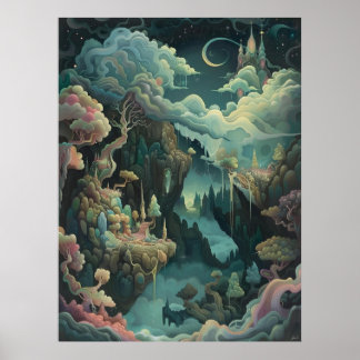 magisk fantasi, magiskt mysterium i landskapet poster