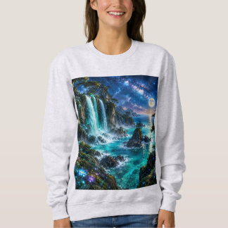 Magisk fantasivattenfall på havskusten under Vinte T Shirt