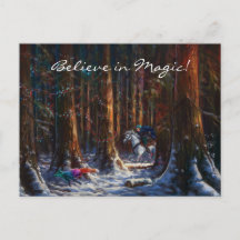 Magisk fantasivinter skog och magfox 