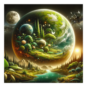 Magisk Fantasy-plan med kelestial natur Fototryck