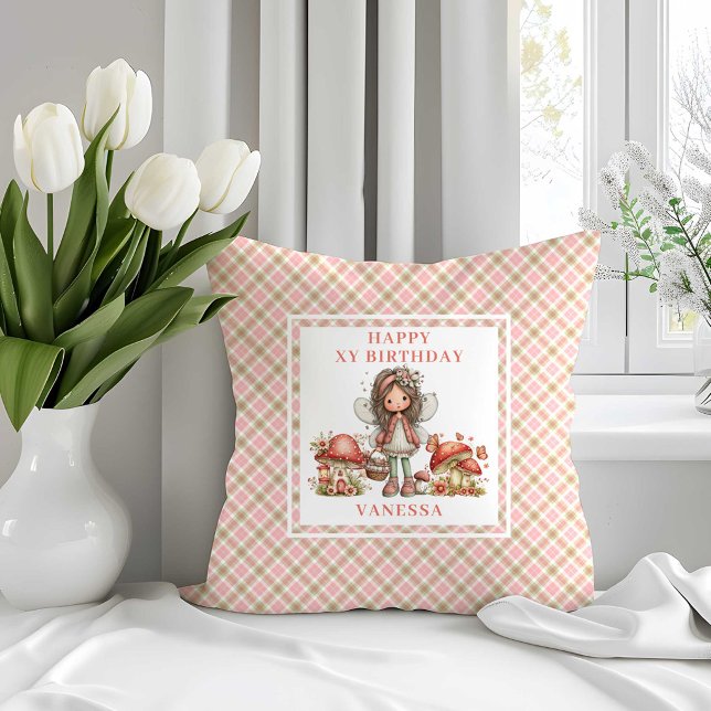 Magisk Fe 6-års Födelsedag Pastell Blommig Kudde (Magical Fairy 6th Birthday Pastel Floral Pillow)