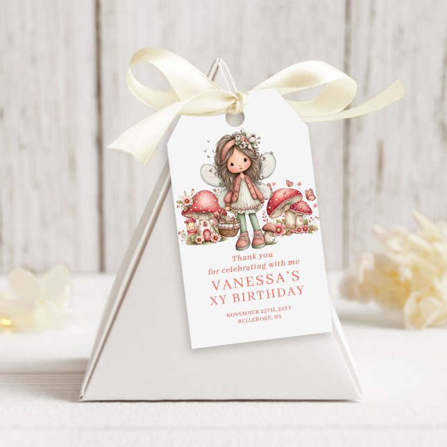 Magisk Fe 6-års Födelsedags Pastell Blommig Gåva Presentetikett (Magical Fairy 6th Birthday Pastel Floral Favor Gift Tags)