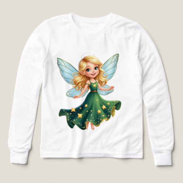 Magisk fe med stjärnor barn långärmad t-shirt (Design framsida)