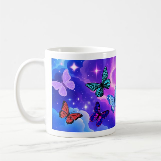 Magisk Fjäril Galaxy & Stjärnor Mugg (Vänster)