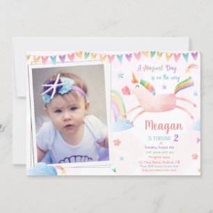 Magisk födelsedag för Photo Unicorn-födelsedag Inbjudningar