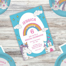 Magisk Födelsedagsfest för Cute Girly Unicorn numr Inbjudningar