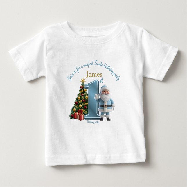Magisk födelsedagsinbjudan med tomte - 1-års födel t shirt (Framsida)