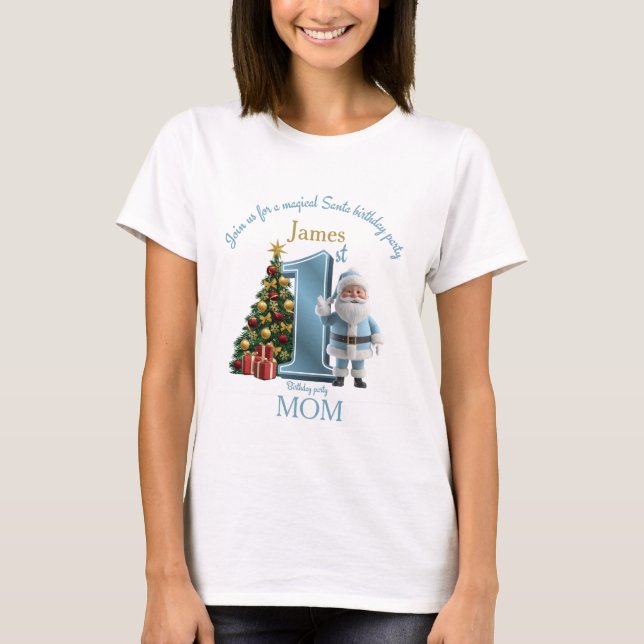 Magisk födelsedagsinbjudan med tomte – 1-års födel t shirt (Framsida)