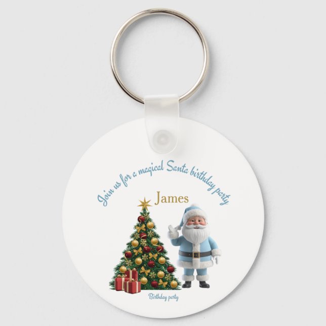 Magisk födelsedagsinbjudan med Tomte  Nyckelring (Framsida)