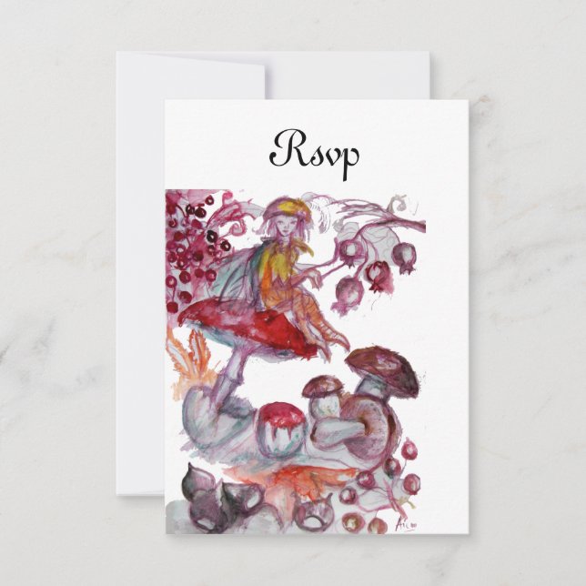 MAGISK FOLIE AV SVAMPAR Röd Vit Fantasy RSVP Inbjudningar (Framsida)