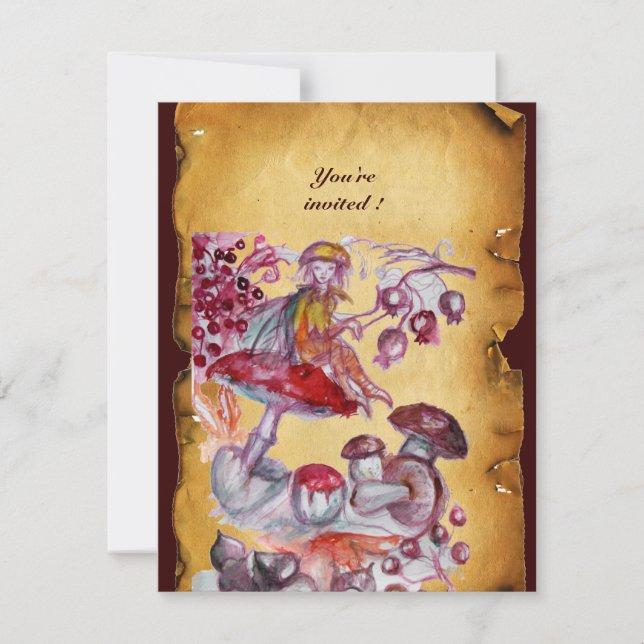 MAGISK FÖLJETONG AV SVAMPAR pergament Inbjudningar (Framsida)