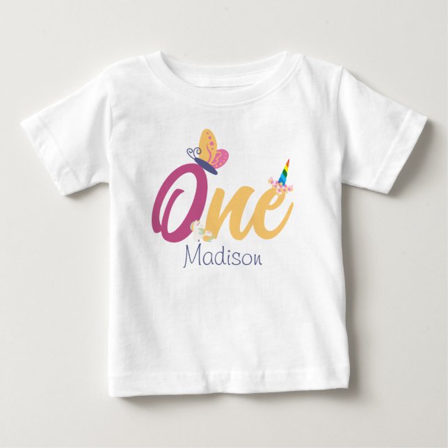 magisk första baby-födelsedag personlig namn t shirt (Framsida)