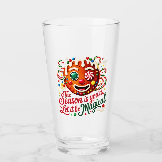 Magisk Gingerbread Man Festiv Jul Dryck Glaskopp (Framsida)