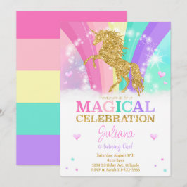 Magisk Glitter Enhörning Födelsedagsinbjudan Inbjudningar