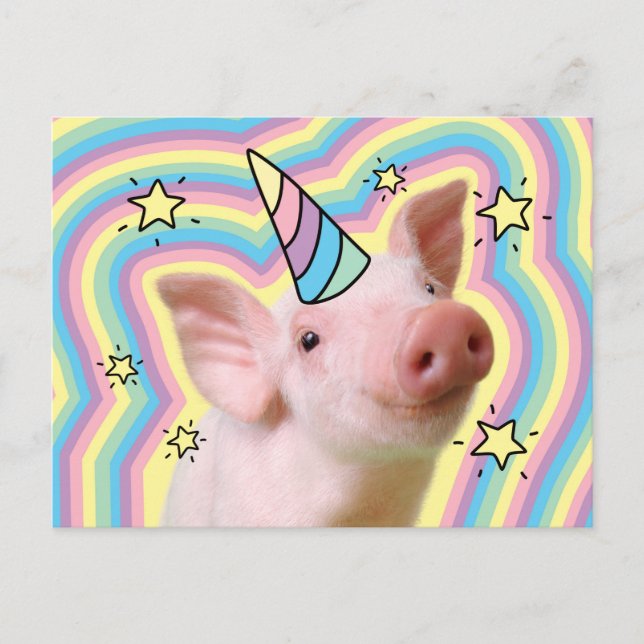 Magisk Gris Unicorn Inbjudan Vykort (Framsida)