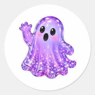 Magisk grön slem-ghost som bär häxhatt vinyl runt klistermärke