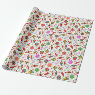 Magisk Grönt Kitsch Watercolor Ditsy-jul Presentpapper