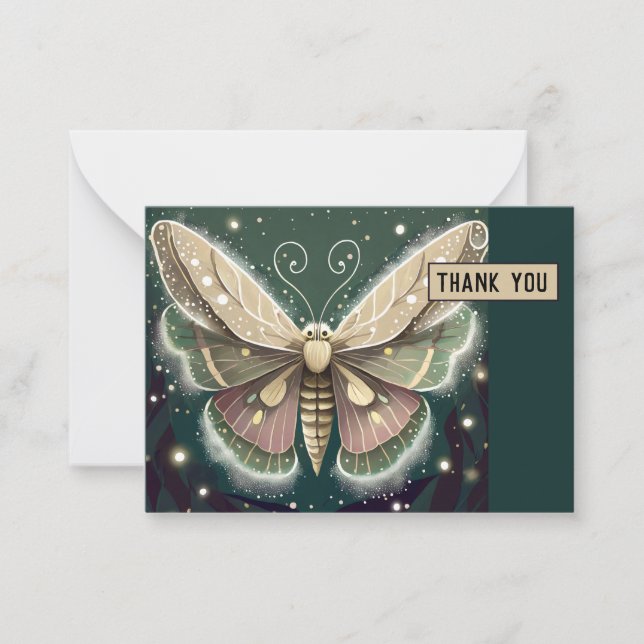 Magisk Grönt och Brown Luna Moth - tackkort Anteckningskort (Framsida)