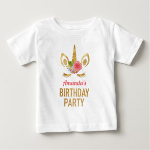 Magisk Guld Glitter Enhörning Ansikte Födelsedagsf T Shirt