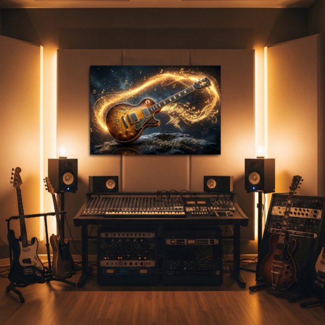 Magisk gyllene gitarrfantasi musiknoter poster (Skapare uppladdad)