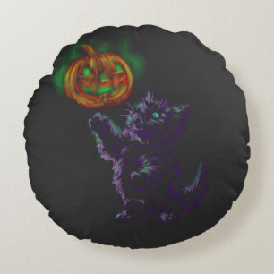 Magisk Halloween Kattunge T-Shirt Rund Kudde