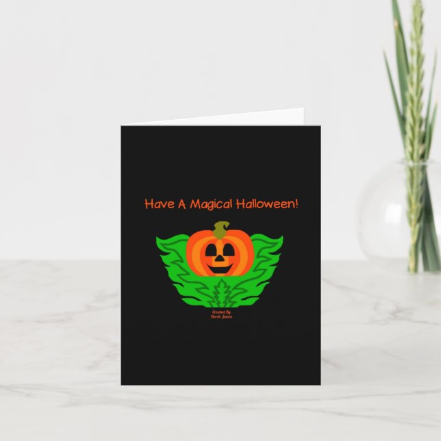 Magisk Halloween-pumpa Vertikal Välkomstkort Kort (Framsida)