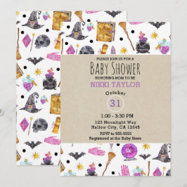 Magisk Halloween Vattenfärg Whimsical Baby Shower Inbjudningar