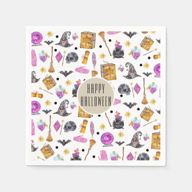 Magisk Halloween Watercolor Whimsical Kraft Fest Pappersservett (Framsidan)