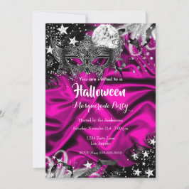 Magisk Halloweenfest med maskerad på rosa natt Inbjudningar