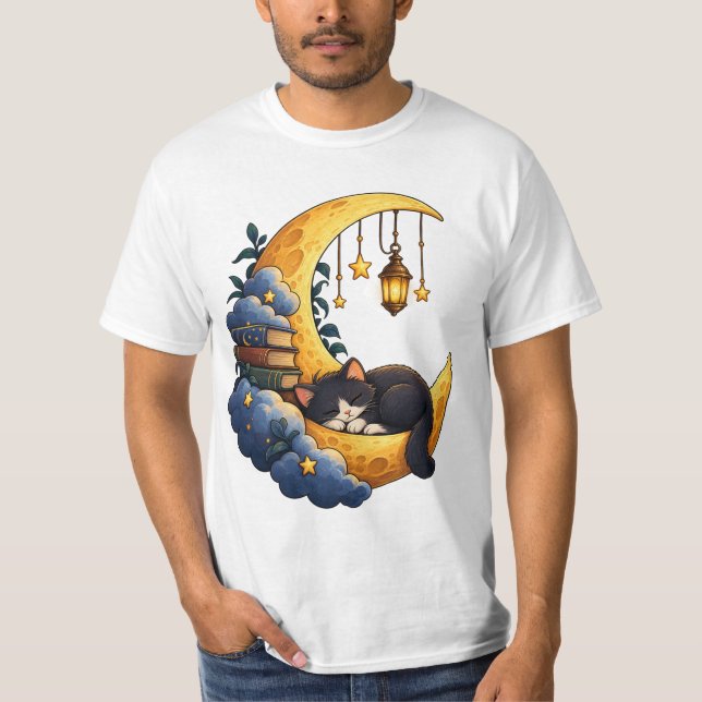 Magisk halvmåne katt – Celestial nattdröm  T Shirt (Framsida)