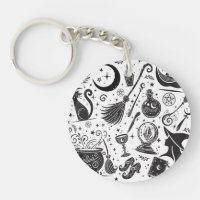 Magisk Häxa Whimsical Wiccan Pagan Svart & Vit