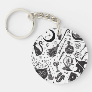 Magisk Häxa Whimsical Wiccan Pagan Svart & Vit