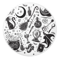 Magisk häxa Whimsical Wiccan Pagan svart & vit