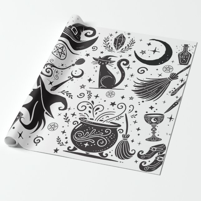 Magisk Häxa Whimsisk Wicca Pagan Fest Presentpapper (Utrullad)