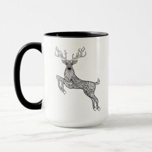 Magisk Horned hjort med fågelklotter Mugg