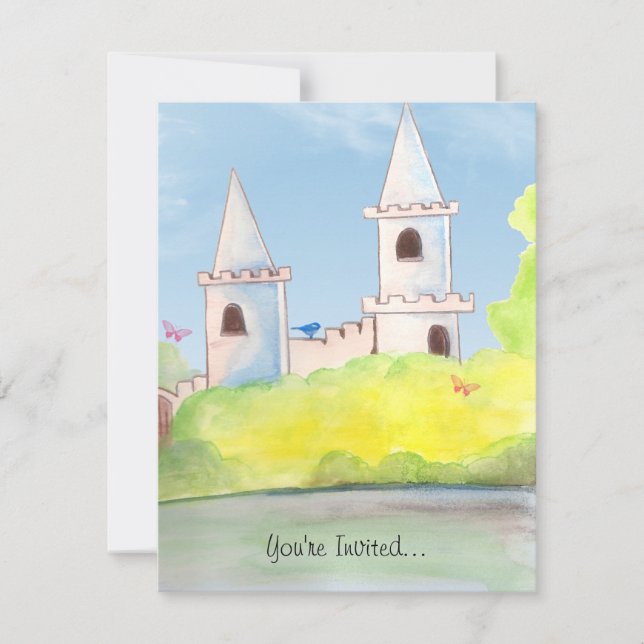 Magisk inbjudan för slottvattenfärgparty (Framsida)