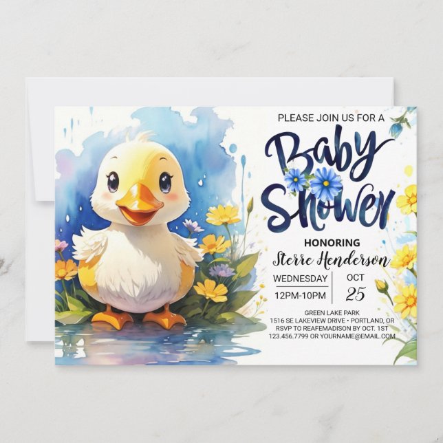 Magisk inbjudan till Quack-tastic Baby Shower (Framsida)