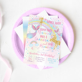 Magisk inbjudan till Unicorn Fairy Sjöjungfru Birt